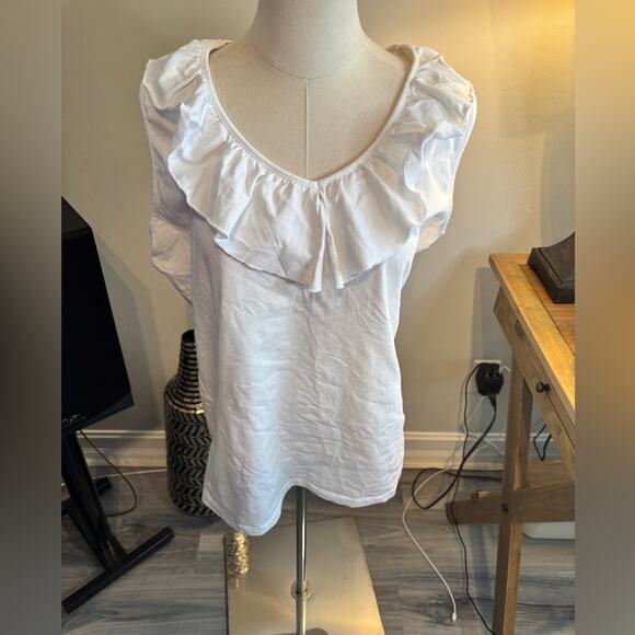 ANA Clare White Ruffled Women's Top - Picture 1 of 4